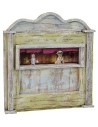 Green puppet theater measuring 13.5x7x18 cm for 8-10 cm statues.