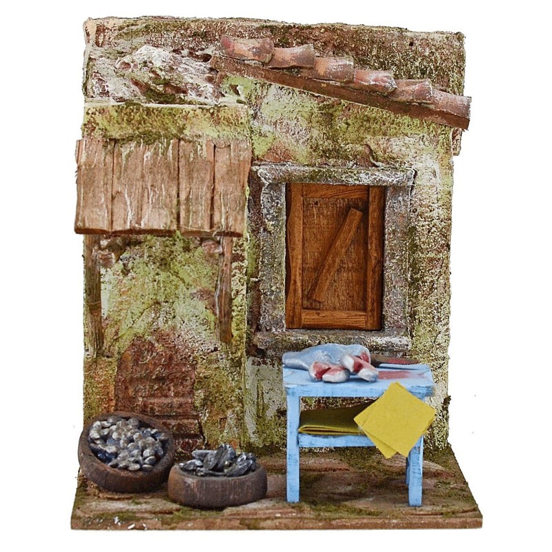 Bottega del pescivendolo cm 17,5x15x21 h. per statue 12 cm