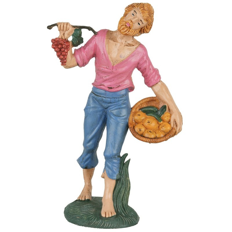 Hombre con cesta de frutas 15 cm Euromarchi altura, base