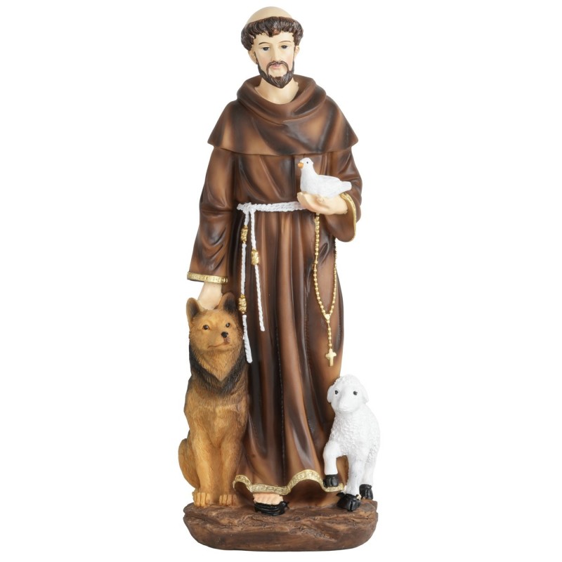 San Francesco 30 cm in resina resina, altezza, base, reale