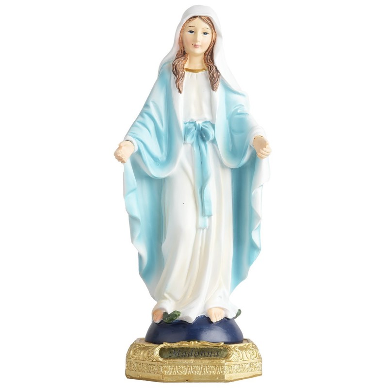 María Virgen 15 cm en resina altura, base, resina, real