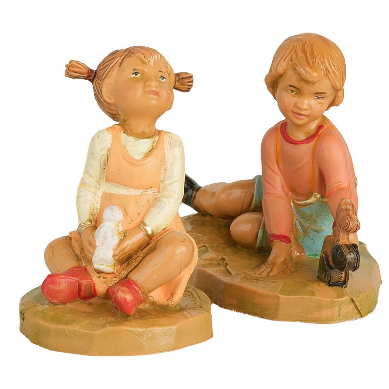 Duo bambini con giochi della serie 12 cm Fontanini