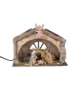 Polystyrene hut with illuminated Nativity scene, series 10 cm