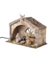 Polystyrene hut with illuminated Nativity scene, series 10 cm