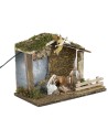 Rustic hut illuminated with Nativity, Landi Moranduzzo series