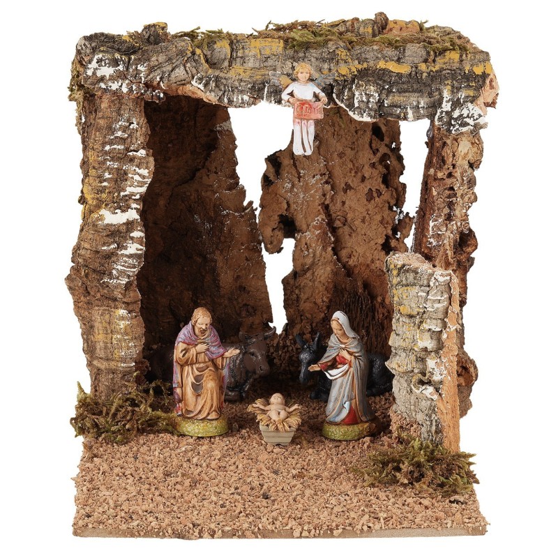 Grotta con Natività Landi Moranduzzo 6 cm capanna, landi