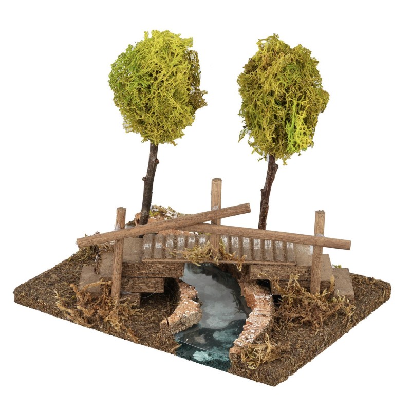 Ponte con fiume ed alberi 20x15x20 cm ponte, fiume, 20x15x20