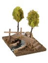 Ponte con fiume ed alberi 20x15x20 cm della, legno, sughero