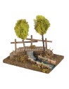 Ponte con fiume ed alberi 20x15x20 cm ponte, fiume, 20x15x20