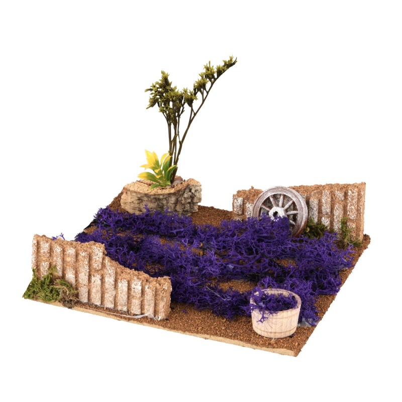 Campo di Lavanda 16x14x11,5 cm campo, legno, sughero, muschio