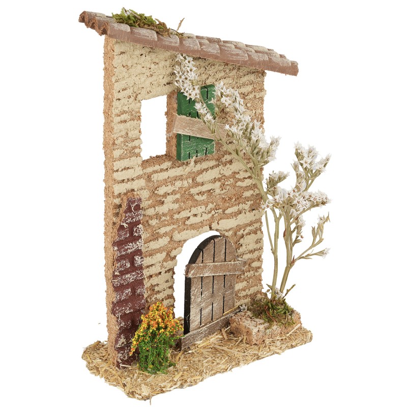 Facciata casa rustica cm 11x5x18 h altezza, statue, porta