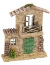 Facciata casa con balcone cm 17x6x20 h altezza, statue