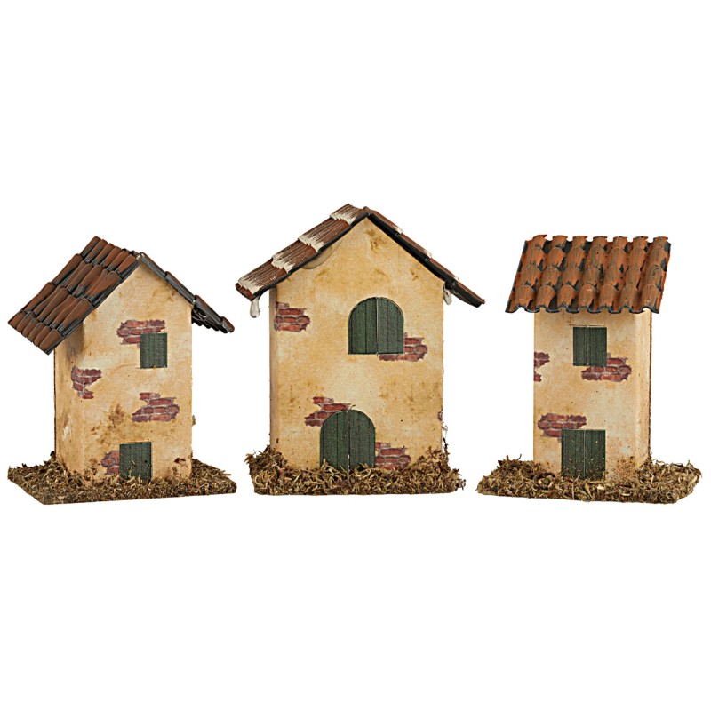 Set 3 casette cm 7x5x10 h wood, cork, moss, height, different