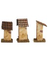 Set 3 casette cm 7x5x10 h wood, cork, moss, height, different