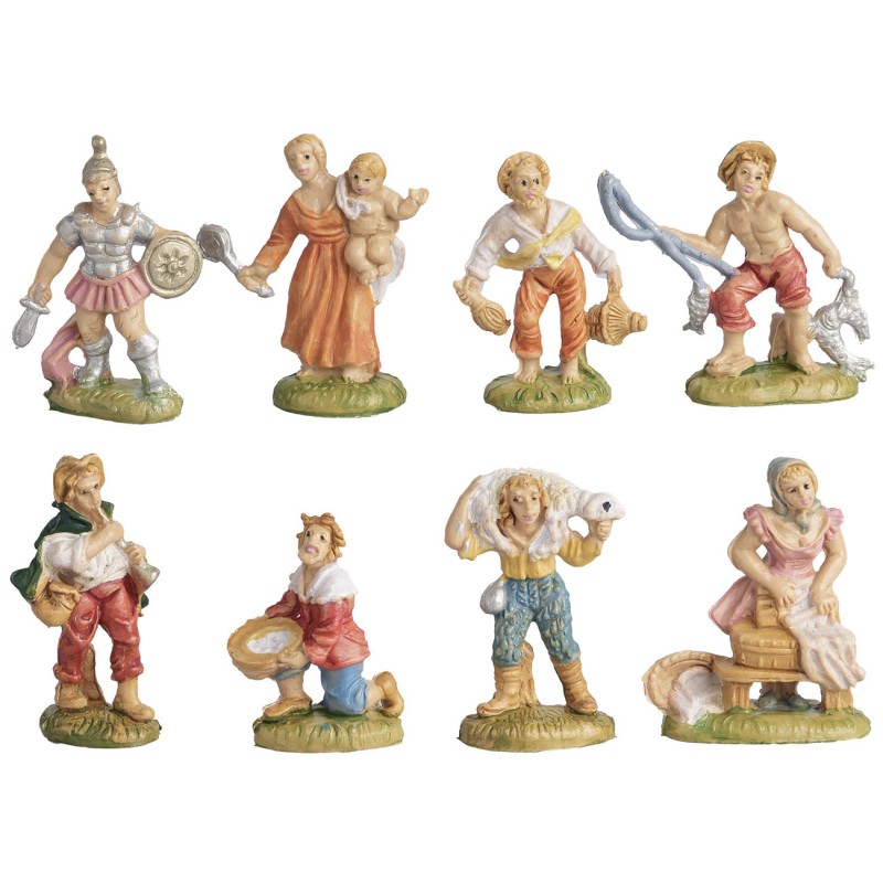 Set 8 statuine cm 4 Euromarchi statuine, base, pastore