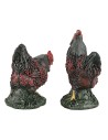 Set gallo e gallina in resina per statuine da 12 cm altezza