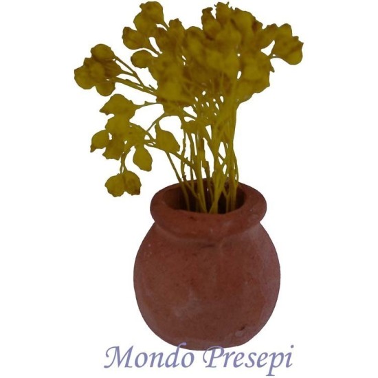 Vaso in terracotta con fiori gialli Mondo Presepi