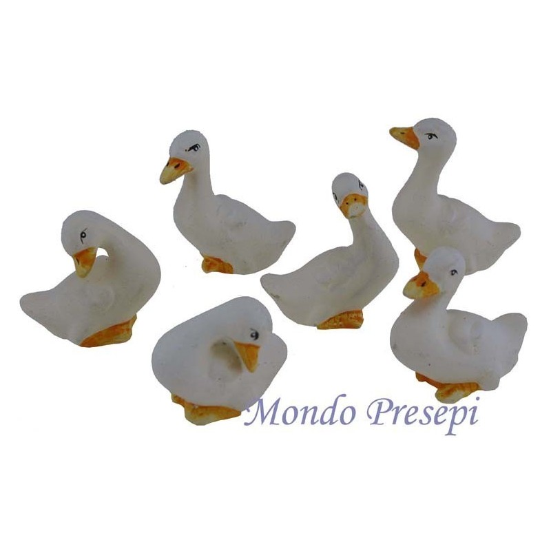 Conjunto de 6 gansos de resina de 4 cm Mondo Presepi