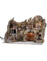 Illuminated nativity scene with working oven and waterfall cm