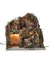 Illuminated nativity scene with waterfall and working fountain cm