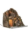 Illuminated nativity scene with waterfall and working fountain cm