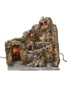 Illuminated nativity scene with a functioning lion head fountain cm