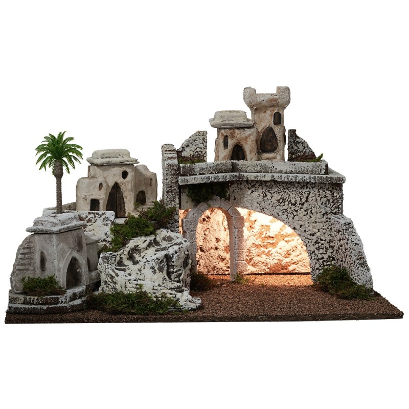 Villaggio palestinese illuminato cm 54x34x31h base, illuminato