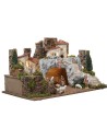 Nativity scene with white stone cave complete with Landi statues