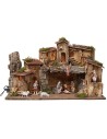 Illuminated nativity scene complete with Landi Moranduzzo statues