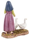 "Peasant woman with geese in painted resin, Landi economic series 10"