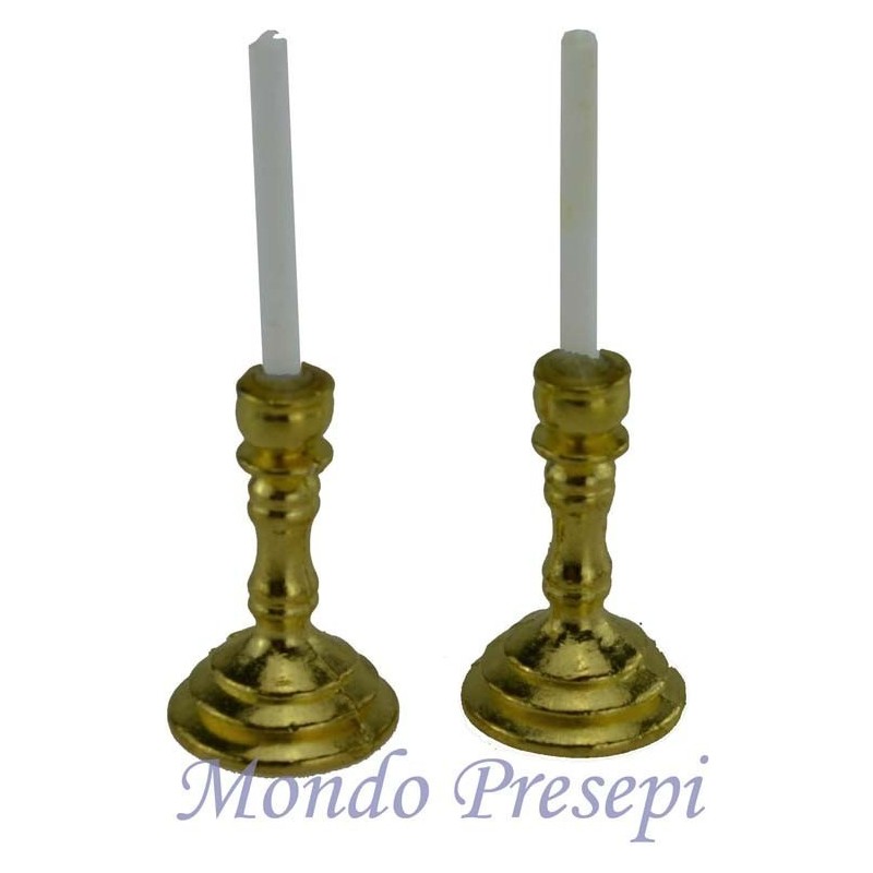 Conjunto de 2 candelabros con vela Mundo Pesebres