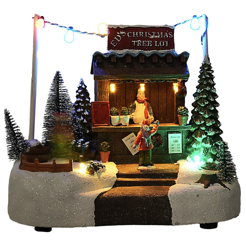 Christmas scene with stall complete with lights and sounds cm