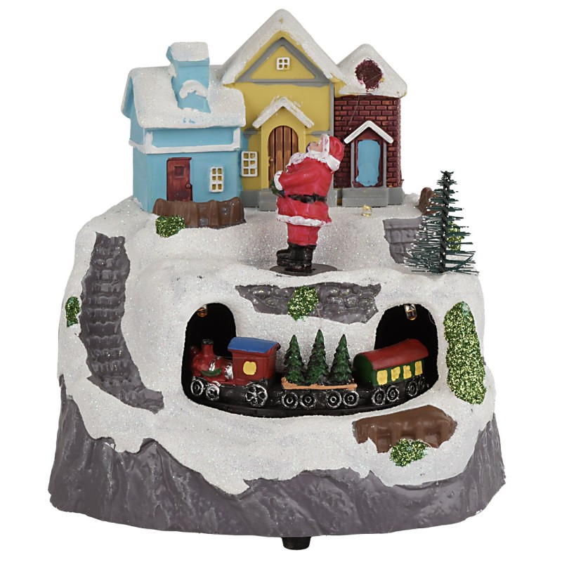 Village with Santa Claus and train complete with lights and sounds cm