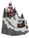 Village with snowman and train complete with lights and sounds