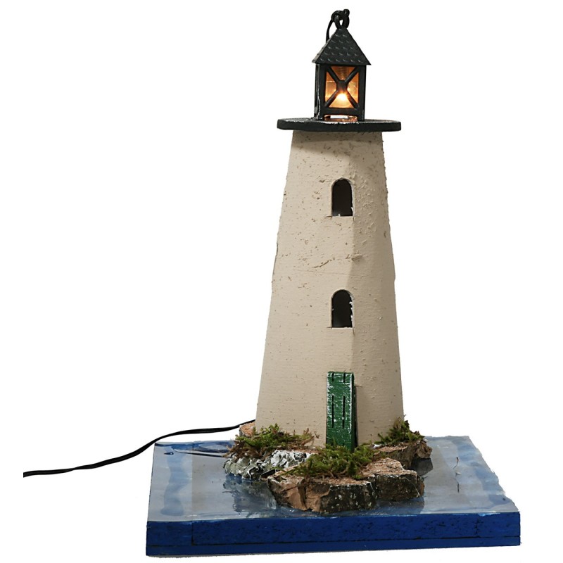 Faro con luce 3,5v effetto mare cm 13x13x18 h luce, 13x13x18