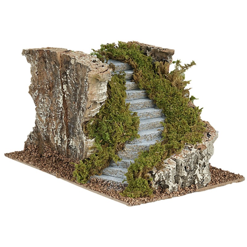 Escalera curva a la izquierda para belén de 17,5x24x14 cm altura de la escalera