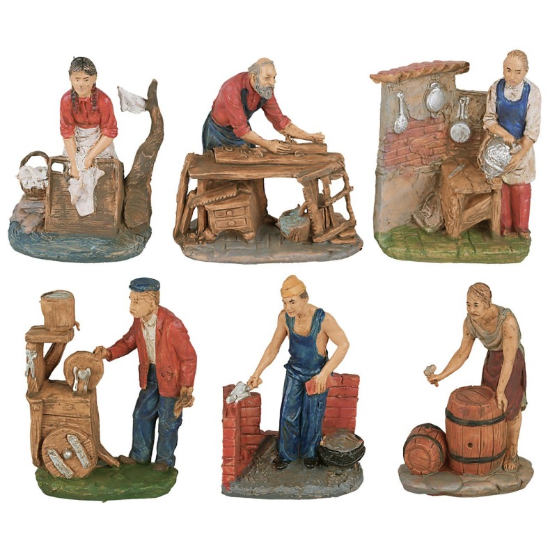 Set 6 artigiani 10 cm per presepe presepe, artigiani Mondo