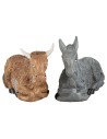 copy of Sitting ox and donkey set in resin for 20 cm statues