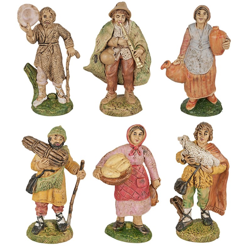 Set 6 statue 10 cm per presepe per presepe Mondo Presepi