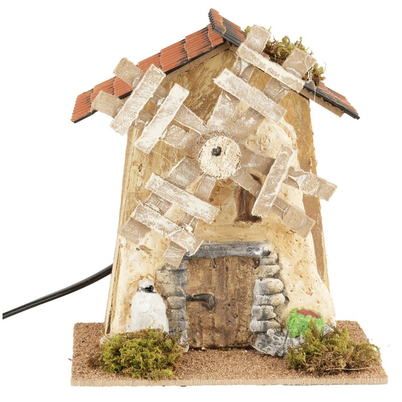 Windmill with working wooden blades, dimensions 16x11.5x17 cm (height).