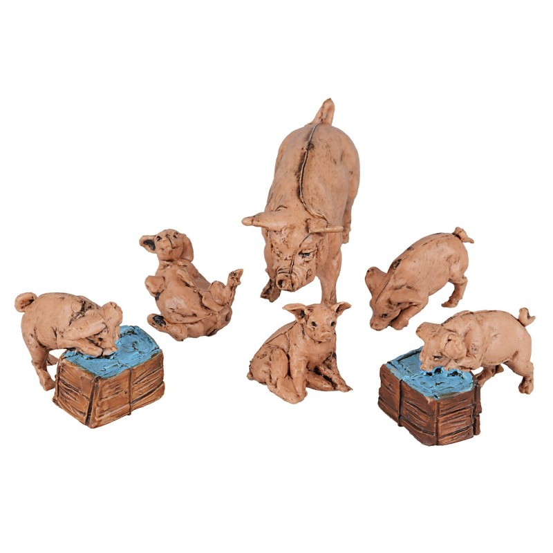 Pig family 12.5x3.5 cm base, height, family, excluded, cribs