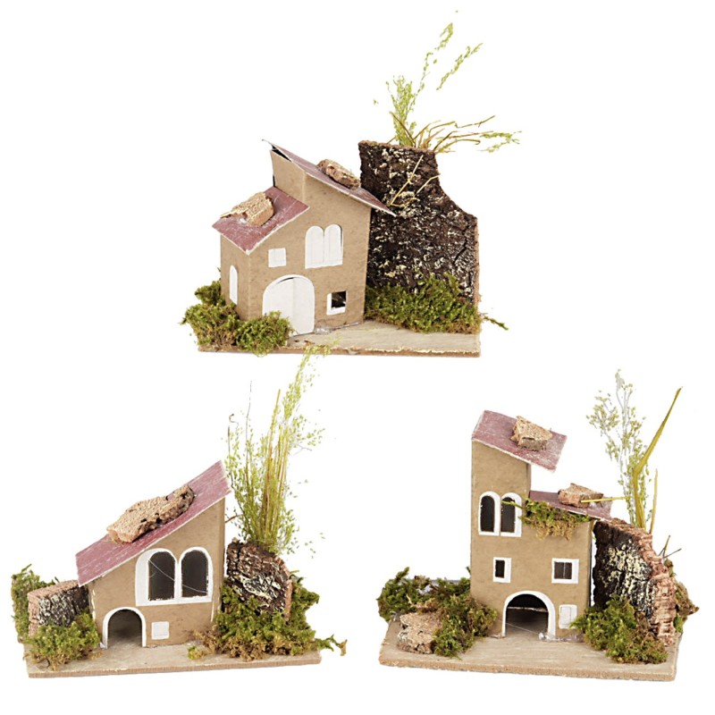 Serie di case in lontananza cm 14x9x15 h per presepe Mondo