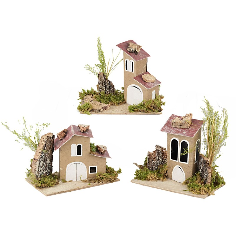 Serie di case in lontananza cm 14x9x15 h per presepe Mondo