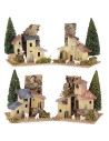 Case in lontananza con alberi cm 15x10x13 h per presepe Mondo