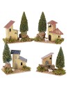 Case in lontananza con alberi cm 13,5x8x16 h per presepe Mondo