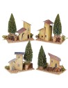 Case in lontananza con alberi cm 13,5x8x16 h per presepe Mondo