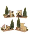 Case in lontananza con alberi cm 14x9x17 h per presepe Mondo