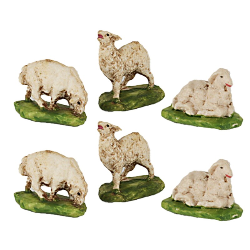 Set 6 pecore serie 5 cm per presepe Mondo Presepi