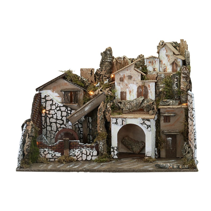 copy of Presepe illuminato con mulino elettrico cm 60x35x35h