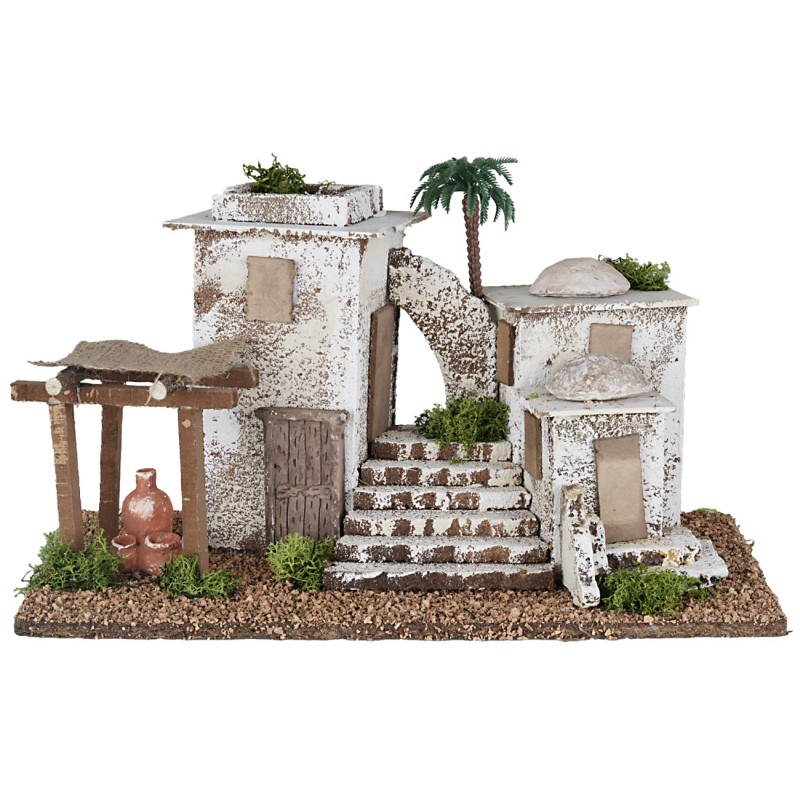 Villaggio arabo con scalinata e portico cm 24x41x20,5 h per